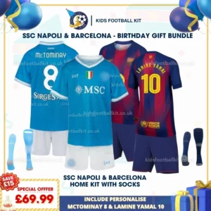 SSC Napoli and Barcelona home Kids Football Kit 25_26-p