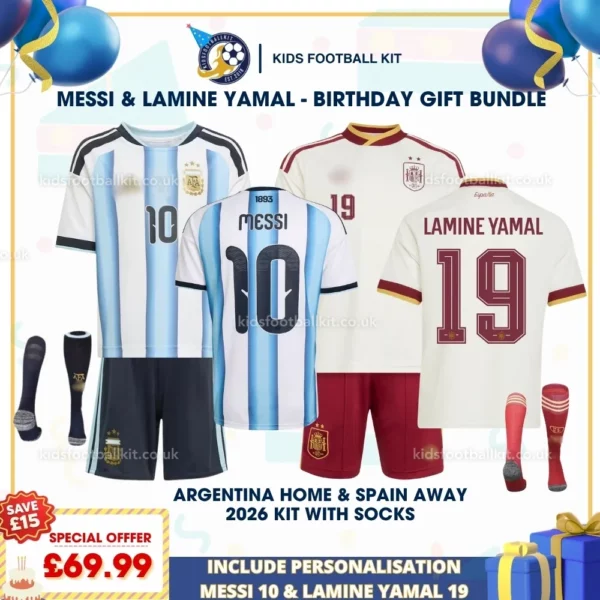 Spain home and away kids kits 2026- LAMINE YAMAL 19-p