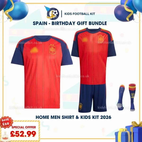Spain home men shirt & kids kits 2026-p