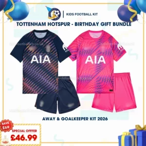 Tottenham away and goalkeeper kids kits 2026