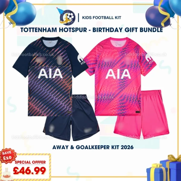 Tottenham away and goalkeeper kids kits 2026