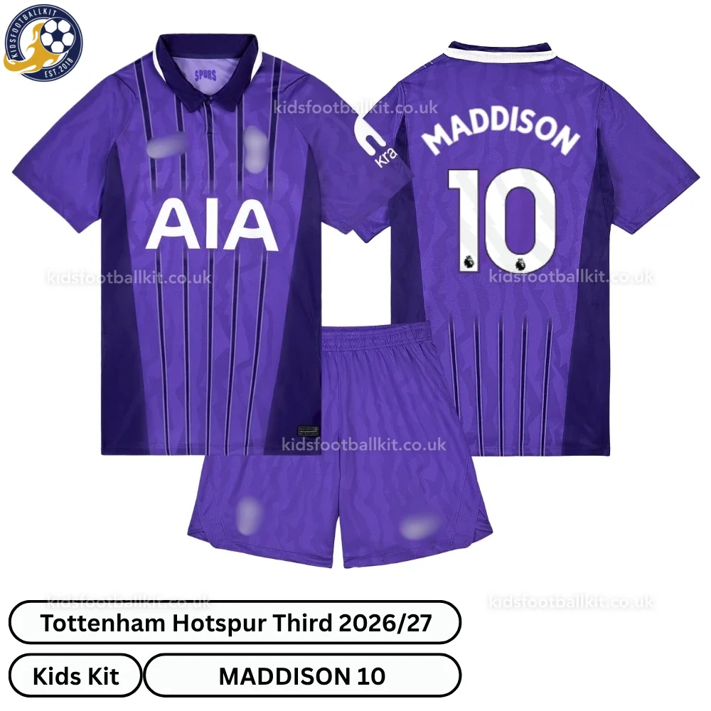Tottenham Hotspur Third Kids Football Kit 2026/27 – MADDISON 10 (No Socks)