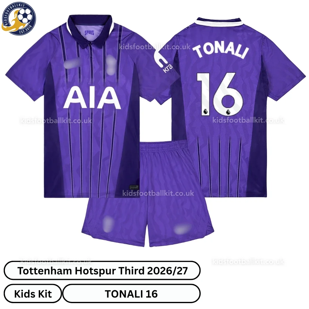 Tottenham Hotspur Third Kids Football Kit 2026/27 – TONALI 16 (No Socks)