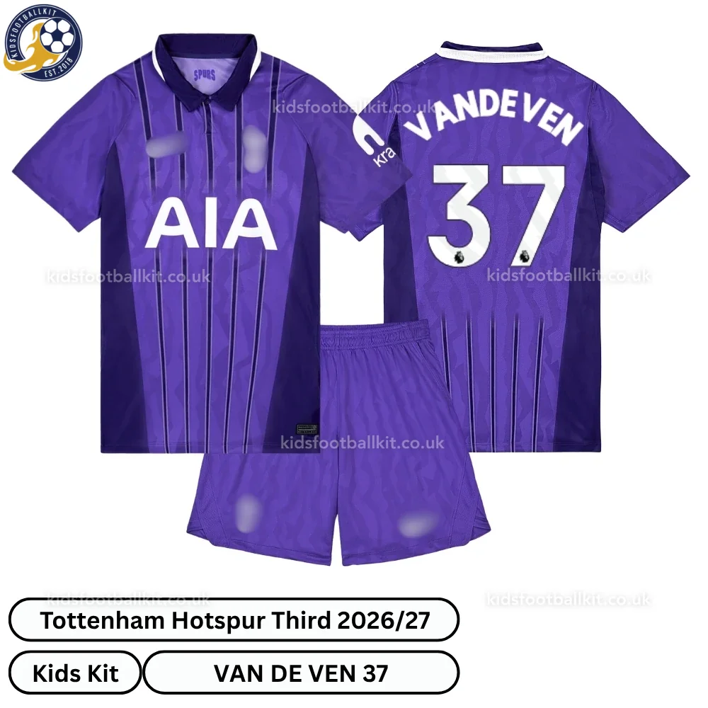 Tottenham Hotspur Third Kids Football Kit 2026/27 – VAN DE VEN 37 (No Socks)