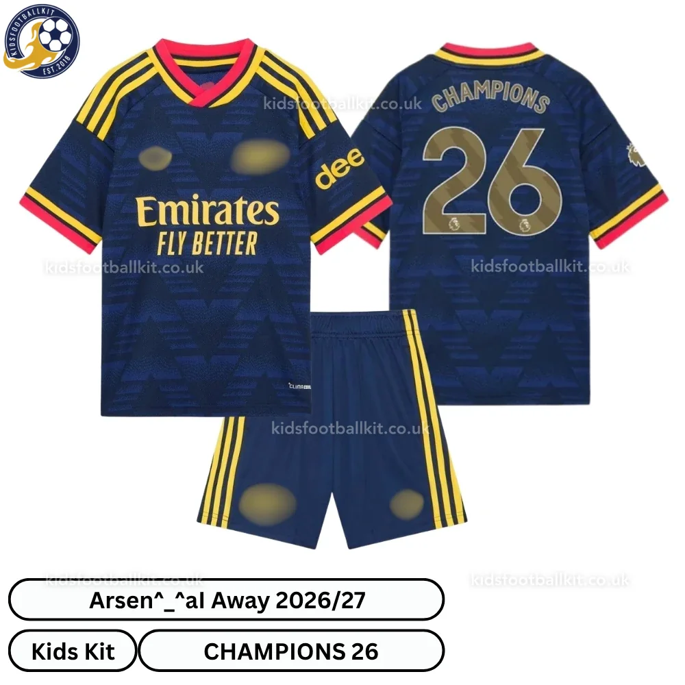 North London Red Away Kids Football Kit 2026/27 – CHAMPIONS 26 (No Socks)