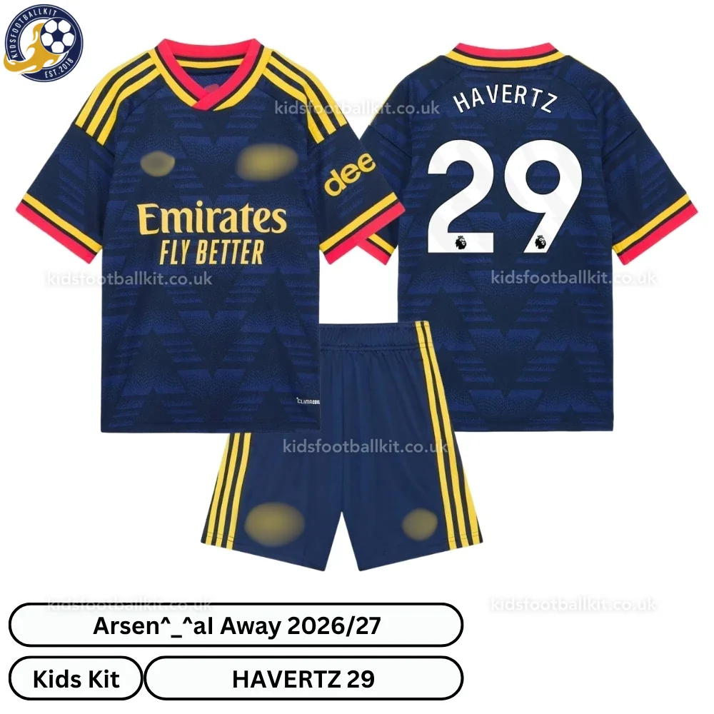 North London Red Away Kids Football Kit 2026/27 – HAVERTZ 29 (No Socks)