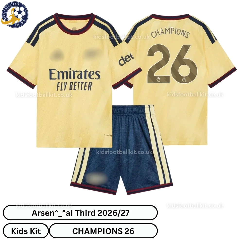 North London Red Third Kids Football Kit 2026/27 – CHAMPIONS 26 (No Socks)