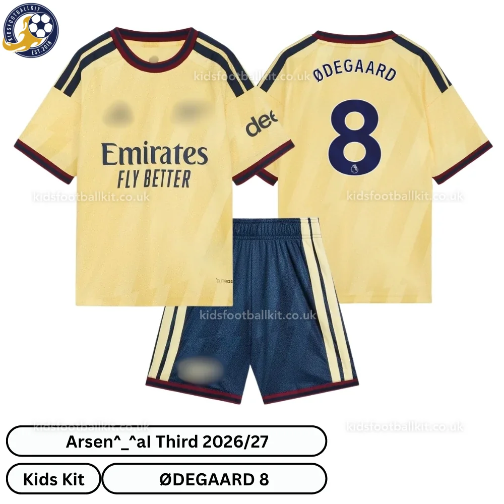 North London Red Third Kids Football Kit 2026/27 – ØDEGAARD 8 (No Socks)