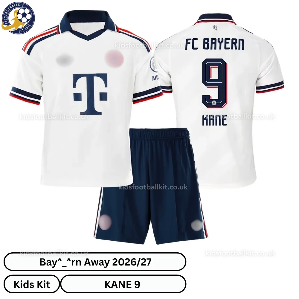 Bay^_^rn Away Kids Football Kit 2026/27 – KANE 9 (No Socks)