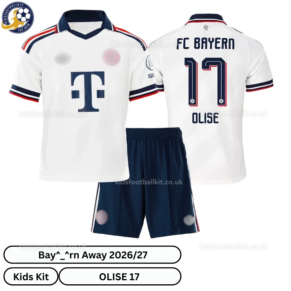 Bay^_^rn Away Kids Football Kit 2026/27 – OLISE 17 (No Socks)