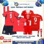 england away and b-m home kids kits 2026-KANE 9-p