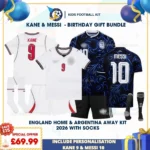 england home and argentina away kids kits 2026-KANE 9 and MESSI 10-p