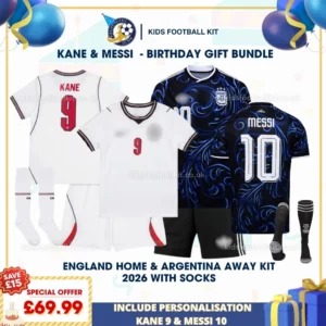 england home and argentina away kids kits 2026-KANE 9 and MESSI 10-p