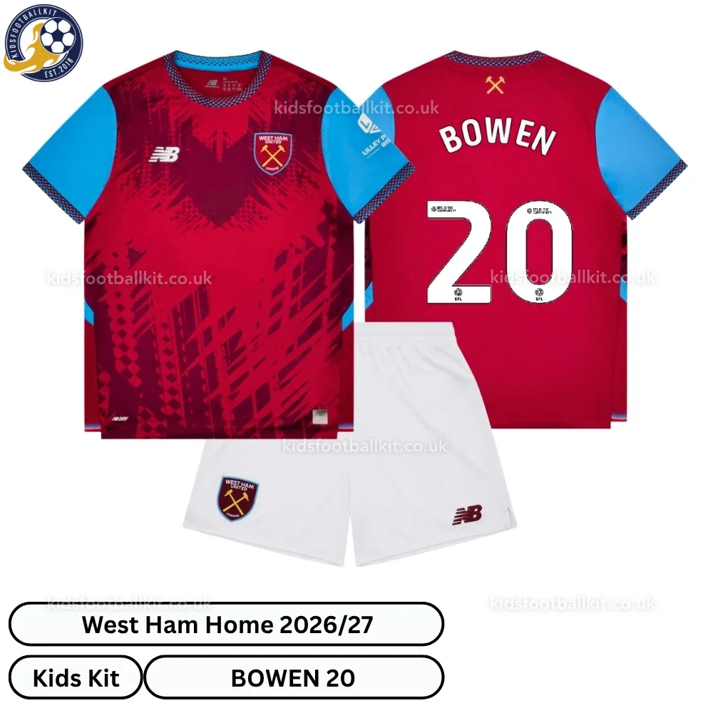 West Ham United Home Kids Football Kit 2026/27 – BOWEN 20 (No socks)