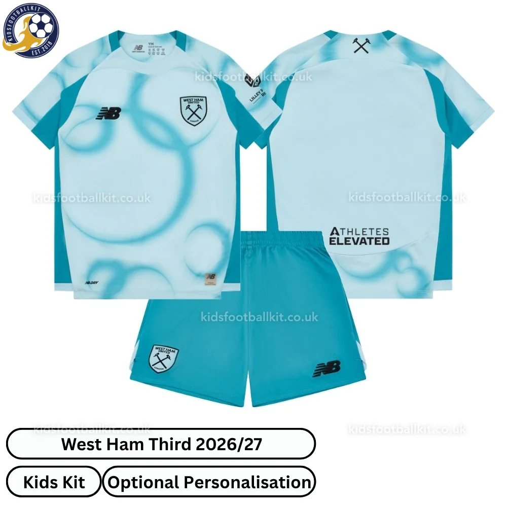 West Ham United Third Kids Football Kit 2026/27 (No socks)