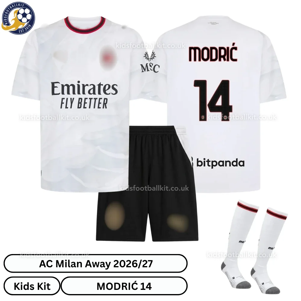 AC Milan Away Kids Football Kit 2026/27 – MODRIĆ 14 (With socks)