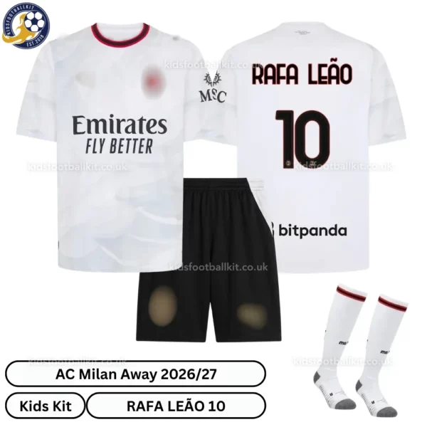AC Milan Away Kids Kit 26_27-over view 2-RAFA LEÃO 10-with socks