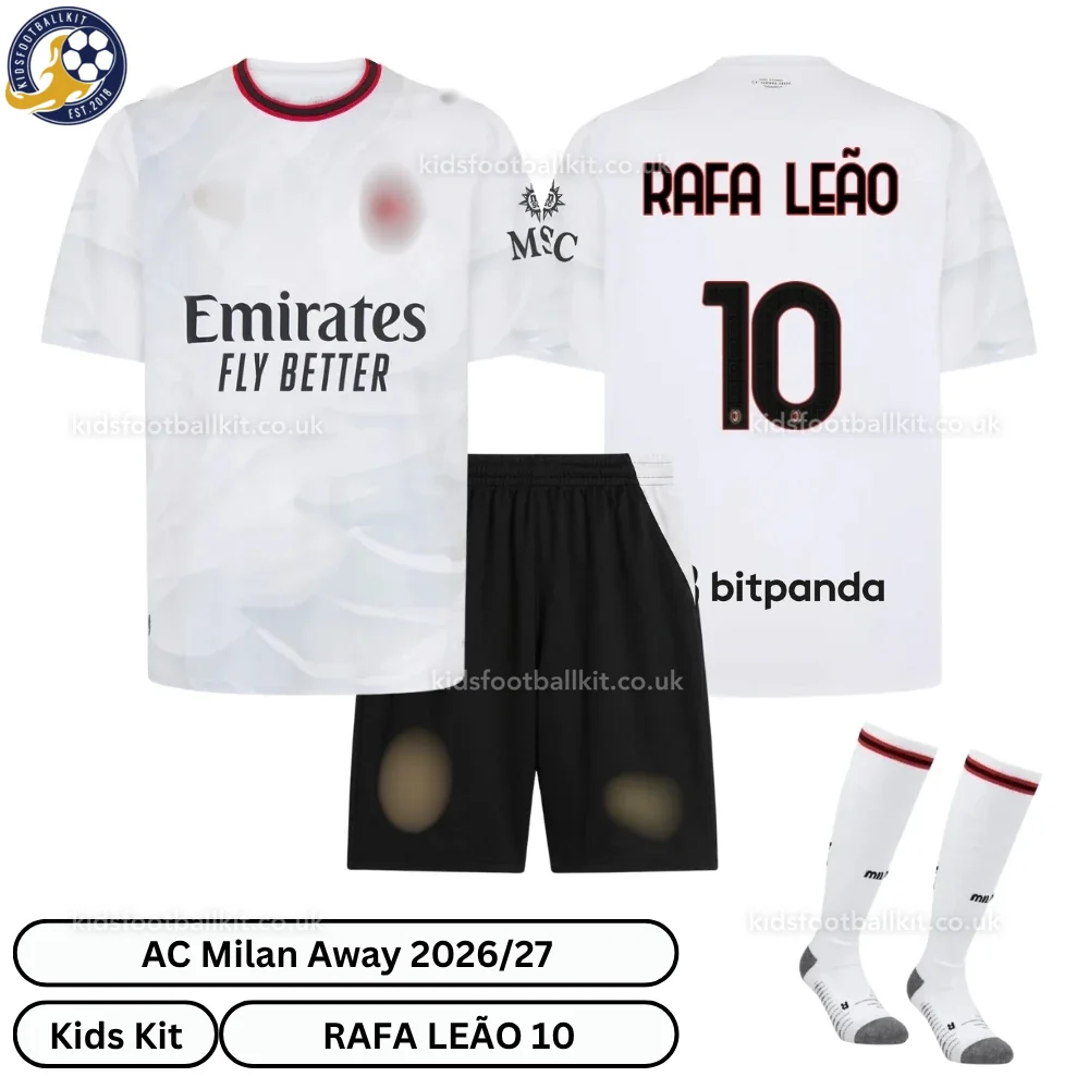 AC Milan Away Kids Football Kit 2026/27 – RAFA LEÃO 10 (With socks)