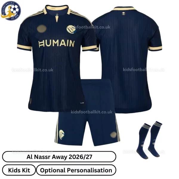 Al Nassr Away Kids Kit with socks 26_27-over view