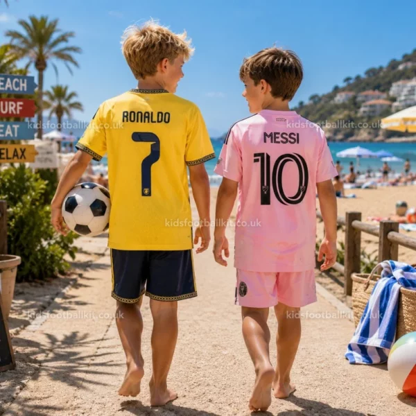 Al Nassr and Inter Miami home kids kits 26_27-RONALDO 7 and MESSI 10-image