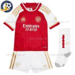 North London Red Home Kids Football Kit 2023/24 – G.JESUS 9 (With Socks) Front View