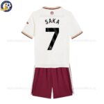 North London Red Third Kids Football Kit 2025/26 - SAKA 7 (With socks) Back View