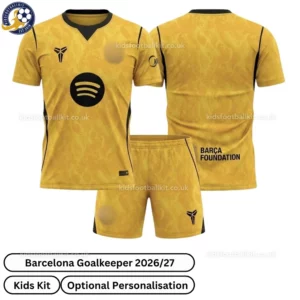 Barcelona Goalkeeper Kids Kit 26_27 -Over view-yellow