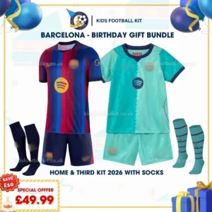Barcelona home and third kids kit 26_27-with socks