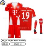 Bay^_^rn Home Kids Football Kit 2025/26 - DAVIES 19 (With Socks)