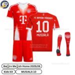 Bay^_^rn Home Kids Football Kit 2025/26 - MUSIALA 10 (With Socks)