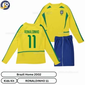 Brazil home kids kit 2002-over view-long sleeve-RONALDINHO 11