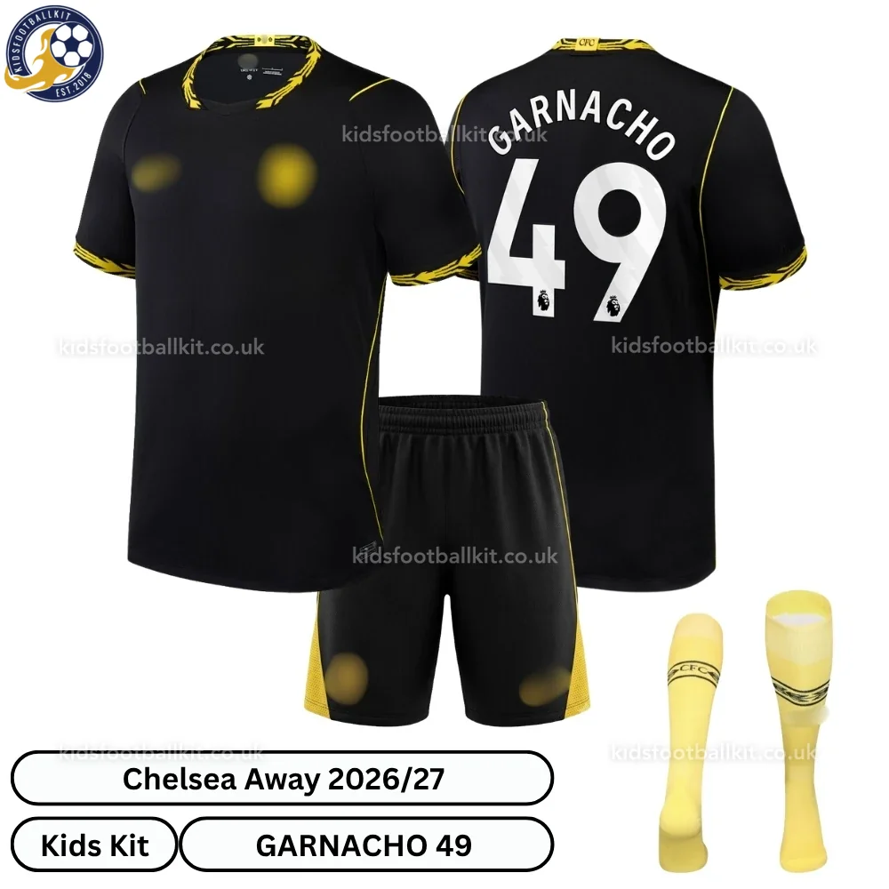Chelsea Away Kids Football Kit 2026/27 – GARNACHO 49 (With socks)