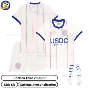 Chelsea Third Kids Kit with socks 26_27-over view