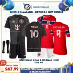 Inter Miami and Norway home kids kit 2026-MESSI 10 and BRAUT HAALAND 9