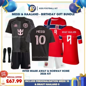 Inter Miami and Norway home kids kit 2026-MESSI 10 and BRAUT HAALAND 9
