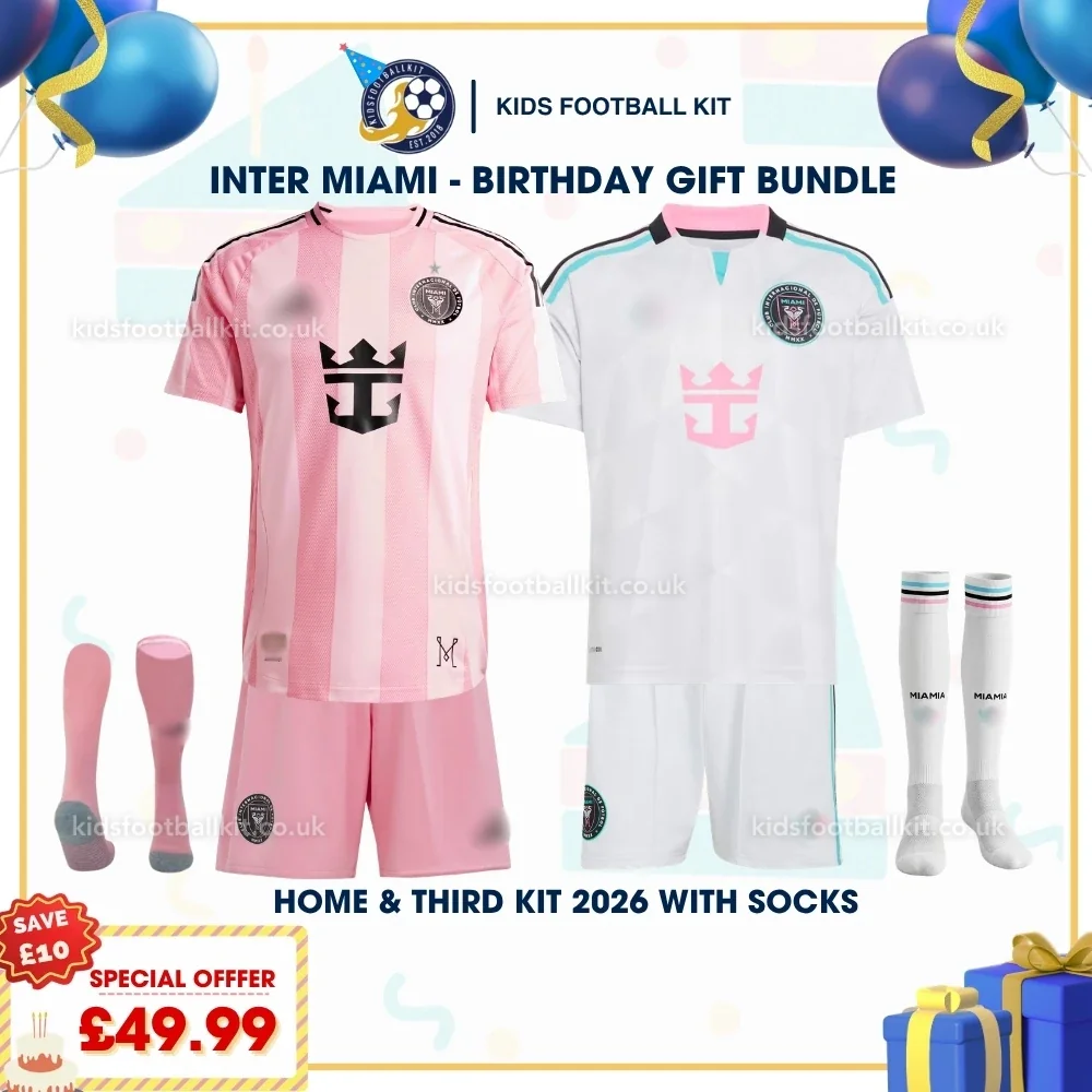 Inter Miami Birthday Gift Pack – Home and Third Kids Football Kit 2026/27 (With socks)