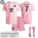 Inter Miami home kids kit 26_27-over view-DE PAUL 7-with socks