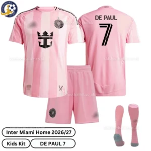 Inter Miami home kids kit 26_27-over view-DE PAUL 7-with socks