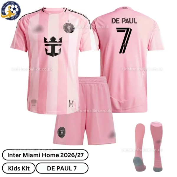 Inter Miami home kids kit 26_27-over view-DE PAUL 7-with socks