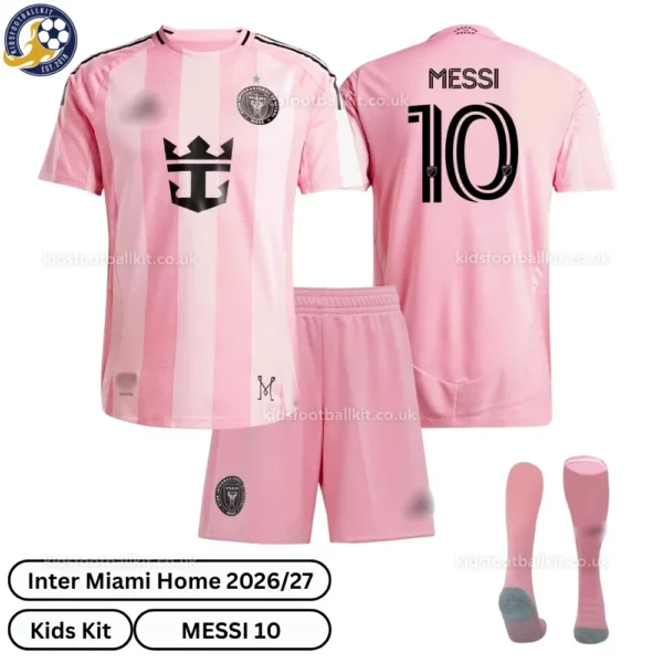 Inter Miami home kids kit 26_27-over view-MESSI 10-with socks