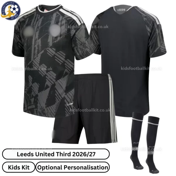 Leeds United Third kids kit 26_27-over view-with socks