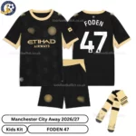 Manchester City Away Kids Kit 26_27-over view-FODEN 47-with socks