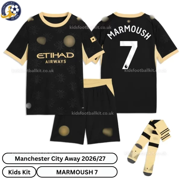 Manchester City Away Kids Kit 26_27-over view-MARMOUSH 7-with socks
