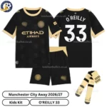 Manchester City Away Kids Kit 26_27-over view-O'REILLY 33-with socks