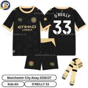 Manchester City Away Kids Kit 26_27-over view-O'REILLY 33-with socks