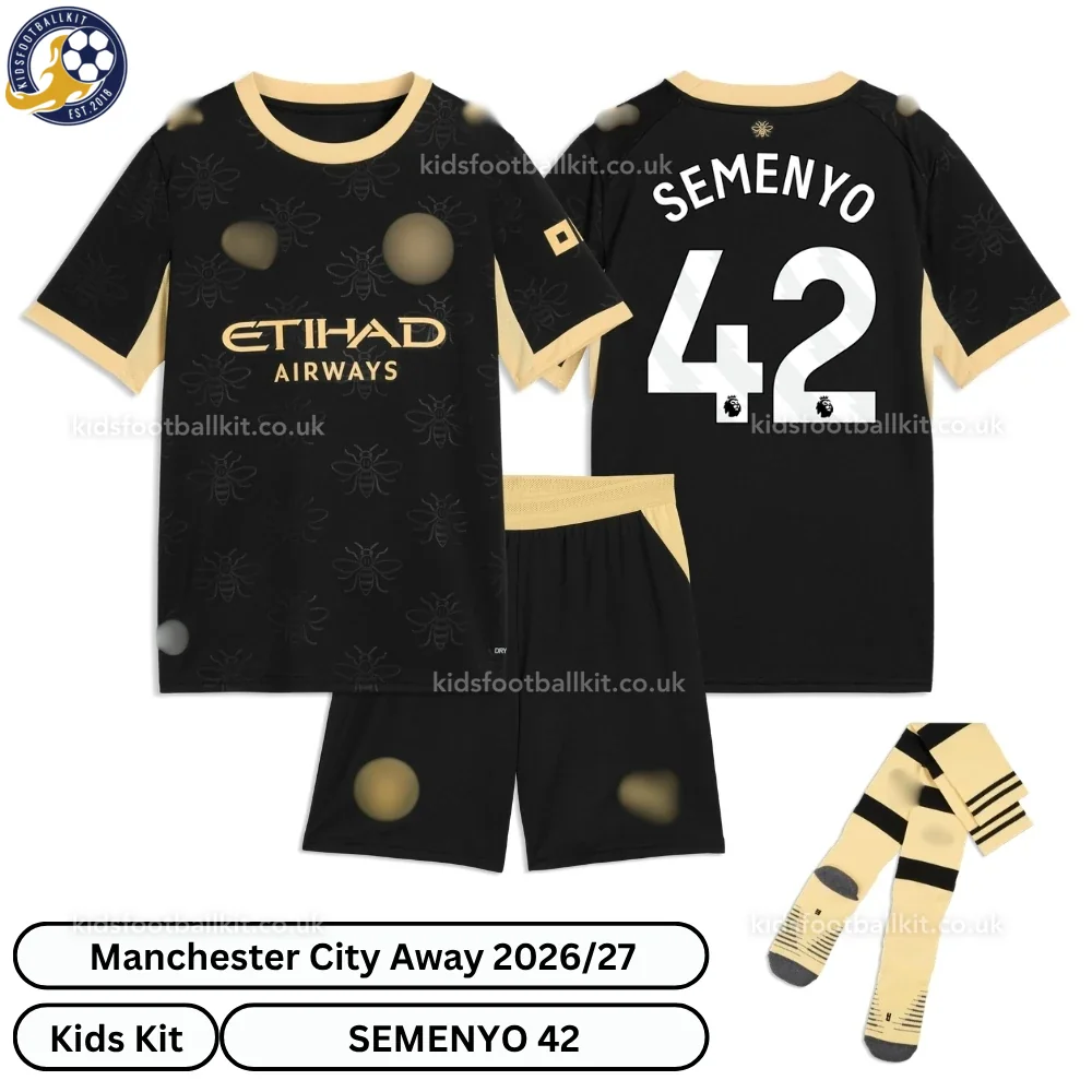 Manchester City Away Kids Football Kit 2026/27 – SEMENYO 42 (With socks)