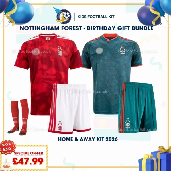 Nottingham Forest home and away kids kit 2026