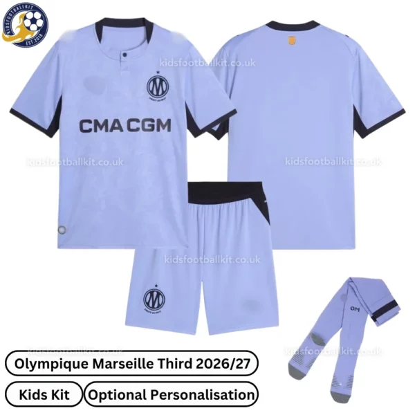 Olympique Marseille third kids kit 26_27-over view
