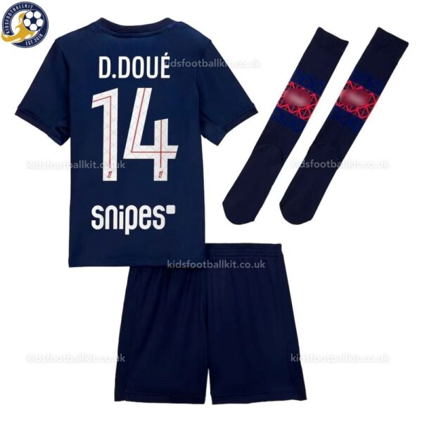 P^_^SG Home Kids Football Kit 2025/26 - D.DOUÉ 14 (With Socks) Back View