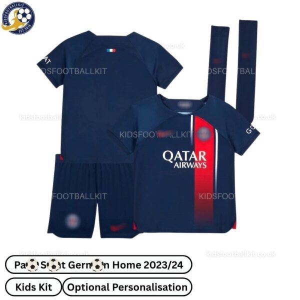 P^_^SG Home Kids Football Kit 2023/24 (With Socks)